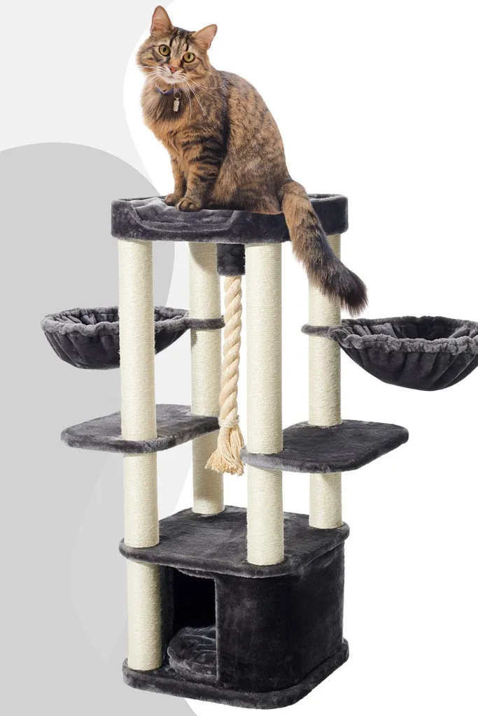 Arbre à chat multi-niveaux 121cm gris anthracite pour chat d'appartement - 5