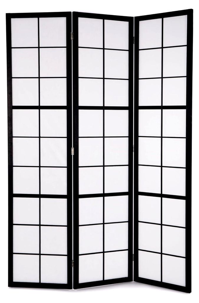 Loft | 3-teilig, 170x120 cm, Reispapier | Shoji Paravent, japanische Trennwand, Raumtrenner, Stellwand, Faltbarer Sichtschutz
