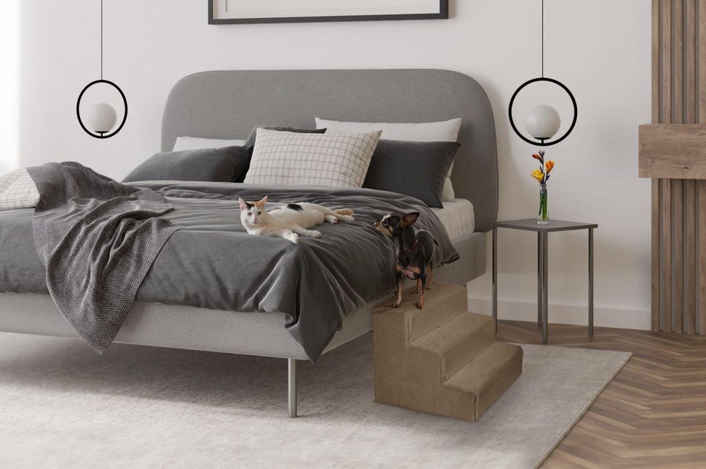 Mg Design Hundetreppe 3 Stufen in Hellbraun - Stabiler Produktbild 