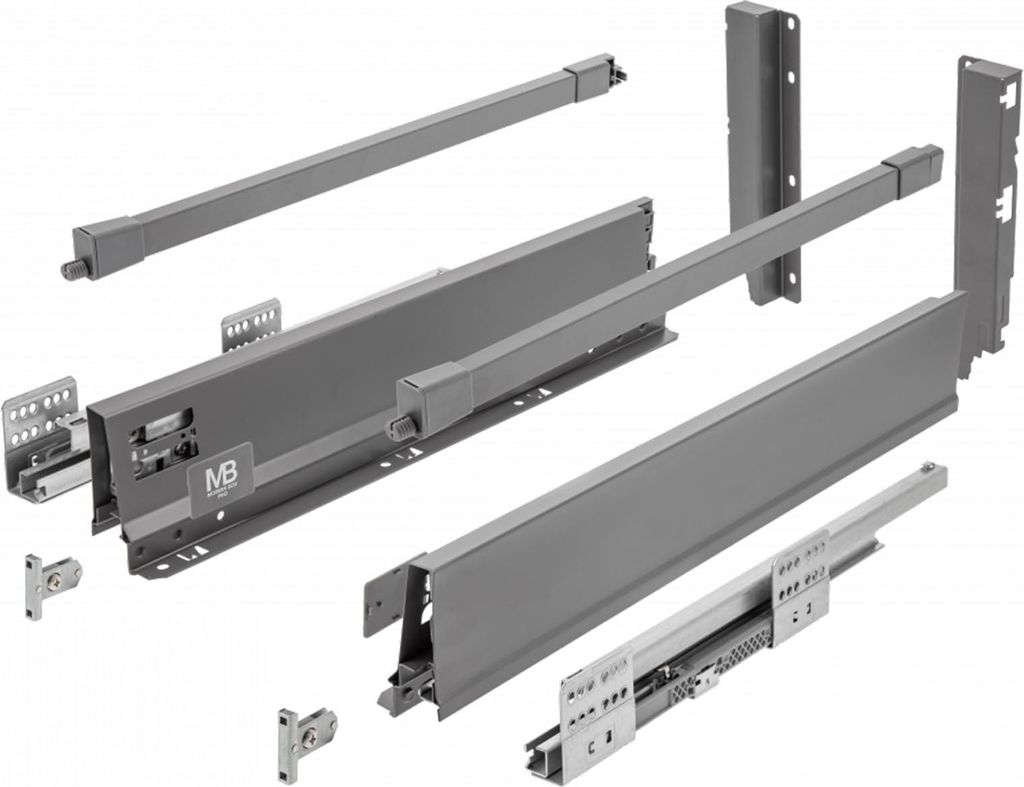 GTV - Modern Box Pro Schubladenschienen I L=450mm H=199mm I Anthrazit I Schublade mit Leises Schließen I Die Synchronisation des Fahrweges der Fü...