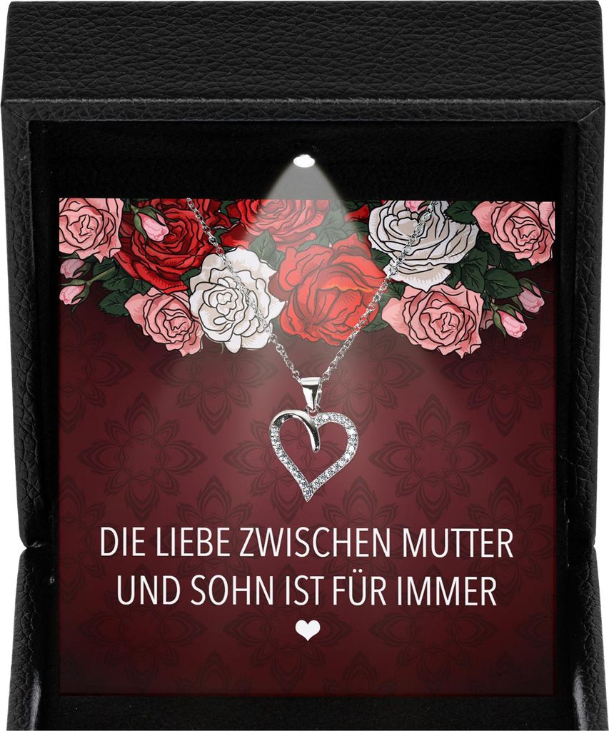 22Feels Mama Geschenk von Sohn Frauen Schmuck Muttertag - Silber 925/000 Herz Halskette Damen - Geburtstag Weihnachten Idee von Tochter Sohn an Mut...