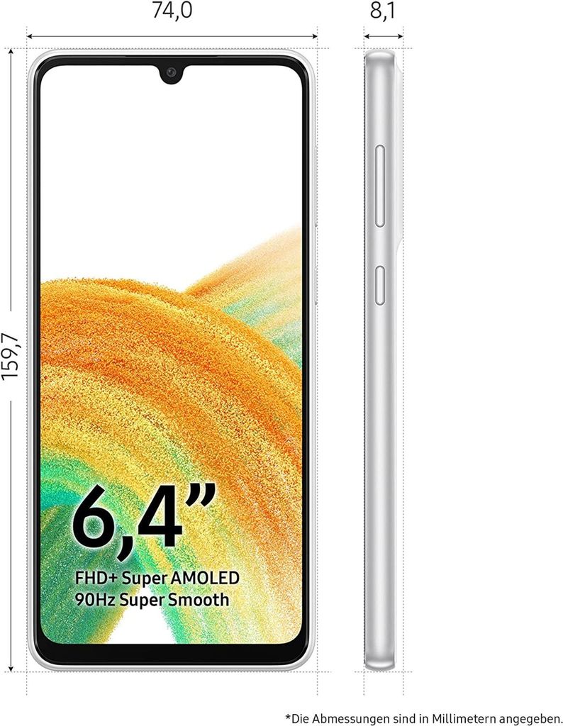 SAMSUNG A33 SM-A336B 5G 128GB 6GB -  / Farbe:Awesome White Produktbild 3