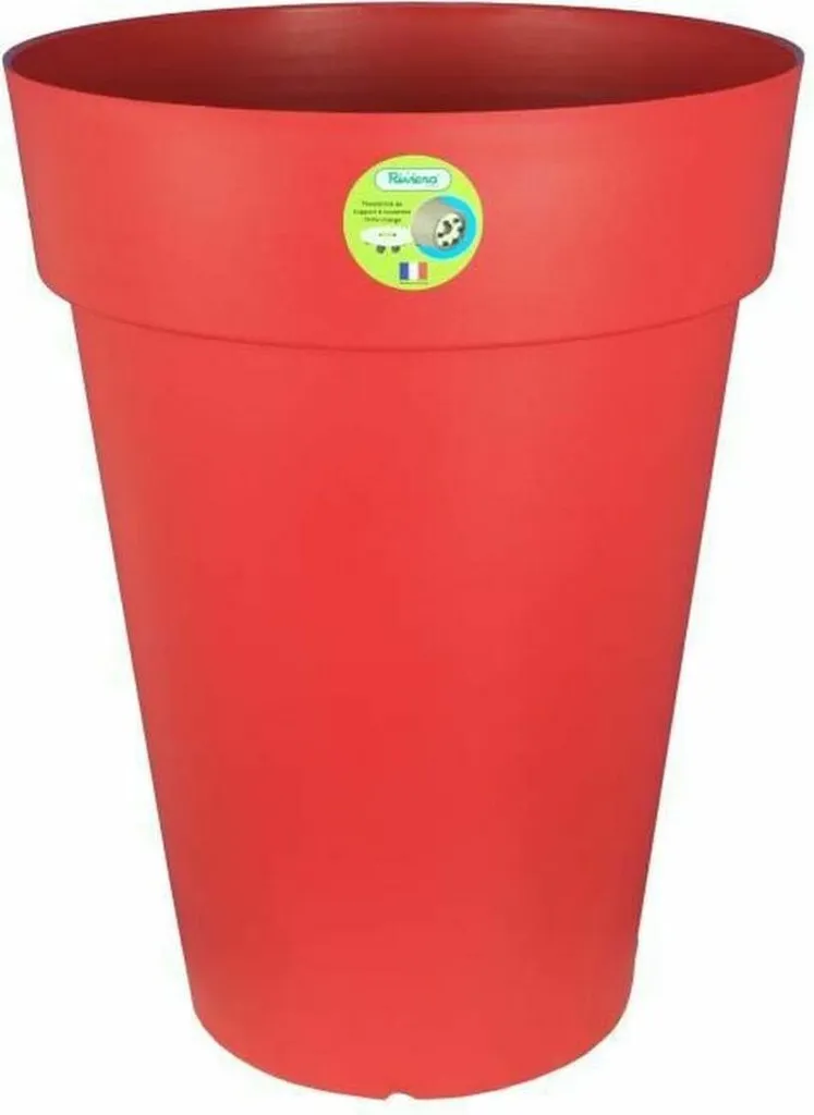 Grand bac à fleurs circulaire Riviera rouge 50x66 cm pour terrasse