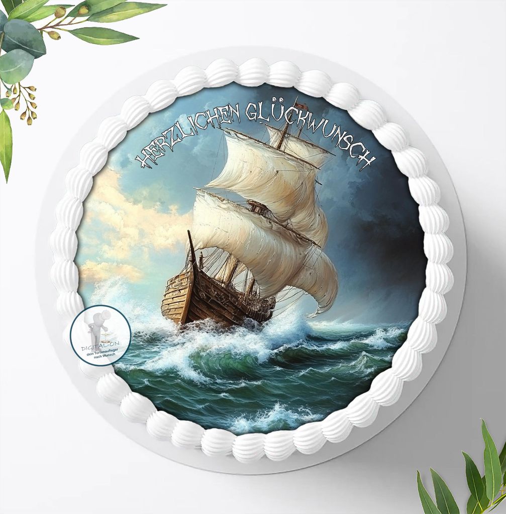 Für die Geburtstags Torte ein Tortenaufleger, Zuckerbild mit dem Motiv: Piraten, Essbares Foto für Torten, Fondant, Ø 20cm, 2235z