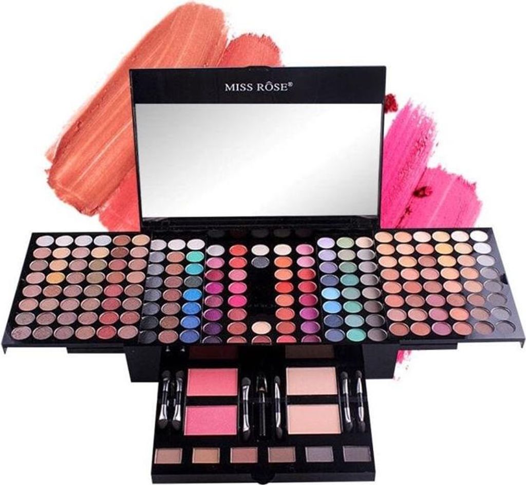 Miss Rose Blockbuster Schminkpalette - 180 Farben Lidschatten, Puder, Rouge & Pinsel Set