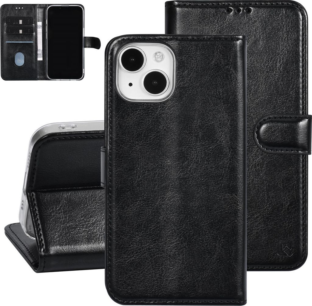 UNIQ Accessory iPhone 15 Book type case - Card holder for 3 cards - Magnetic closure - Black