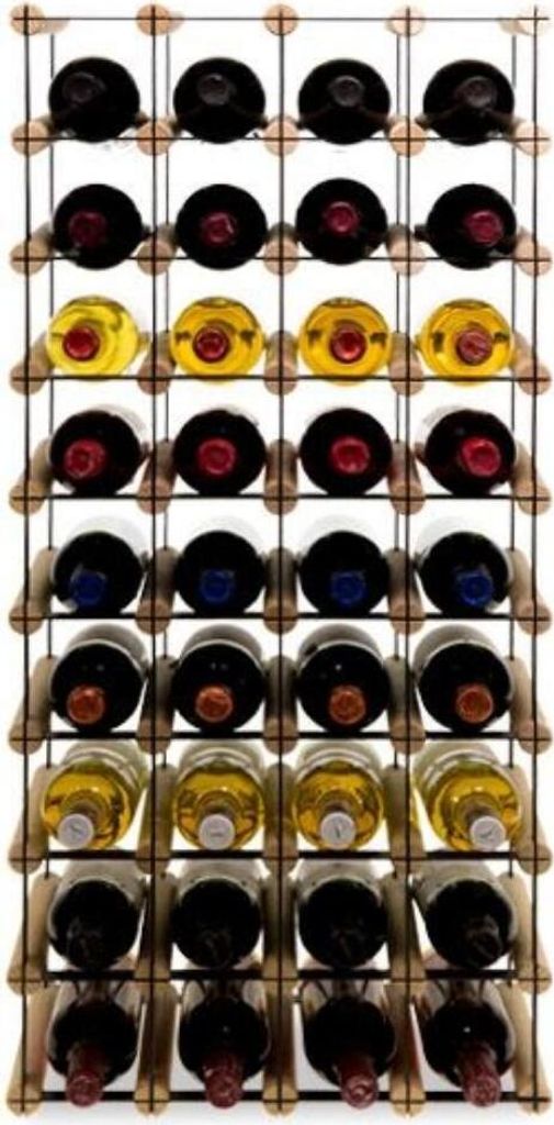 Modulares Weinregal VINOTECA MOD METAL | HxBxT 92,5x42,5x24,5cm | 4x9 Flaschen | Massives Kiefernholz | Natur