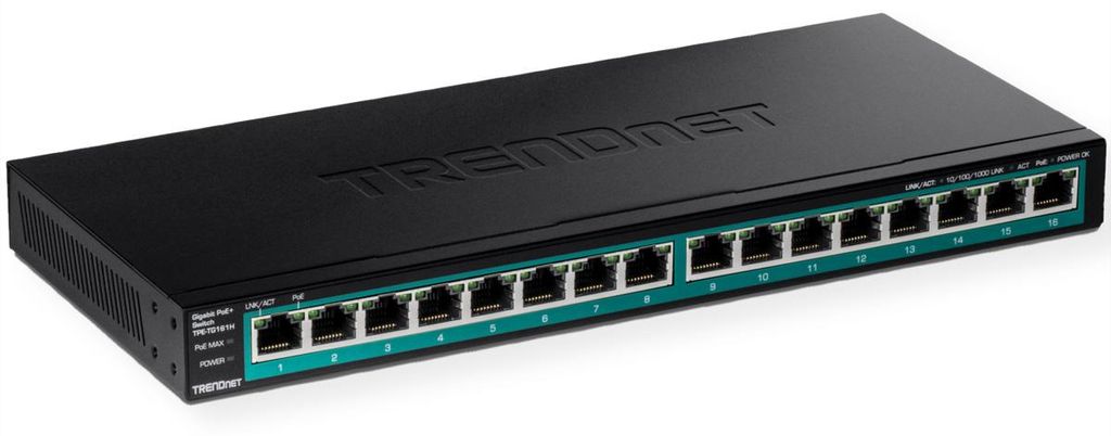 TRENDnet TPE-TG161H 16 Port PoE Switch Gigabit PoE+ Switch 120W