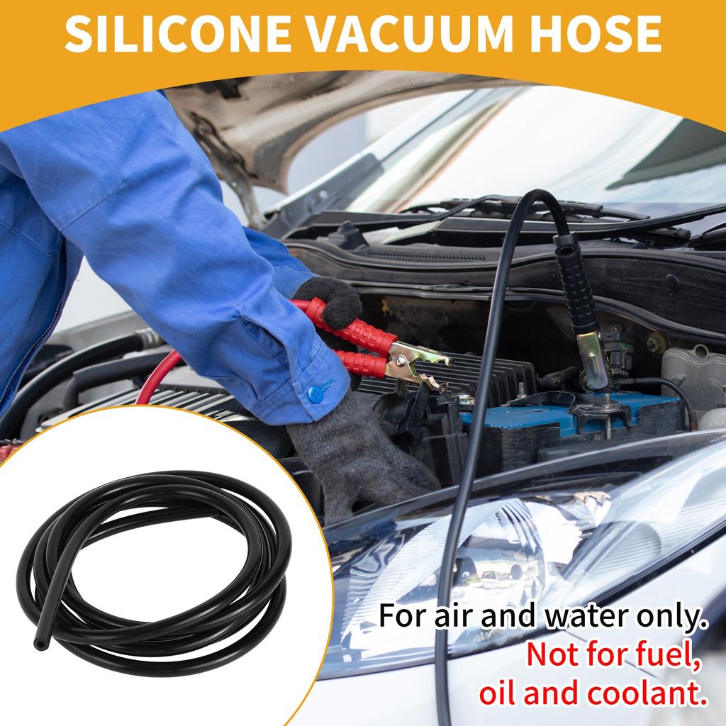 1 Stück 130PSI Maximaldruck Universeller Silikonschlauch für Vakuumschläuche für Autos, Hochtemperatursilikonschlauch Schwarz 6,6FT 3/16" 4mm I...