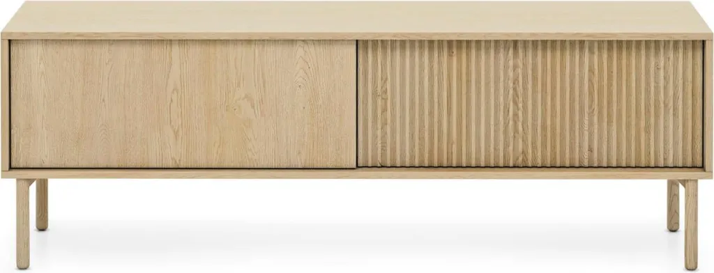 Meuble TV Tavo Chêne 153cm : Rangez vos Câbles avec ce Support Beige Chic - 2