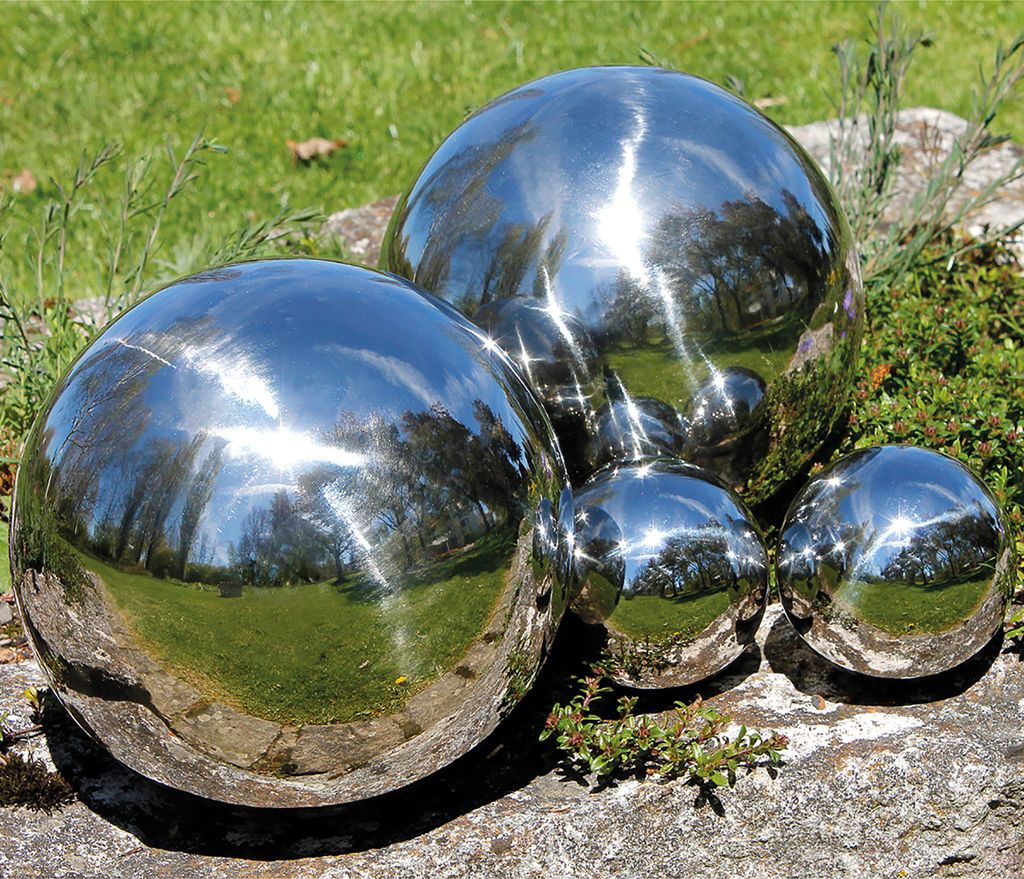 4er Set Dekokugeln aus Edelstahl Schwimmkugeln glänzend