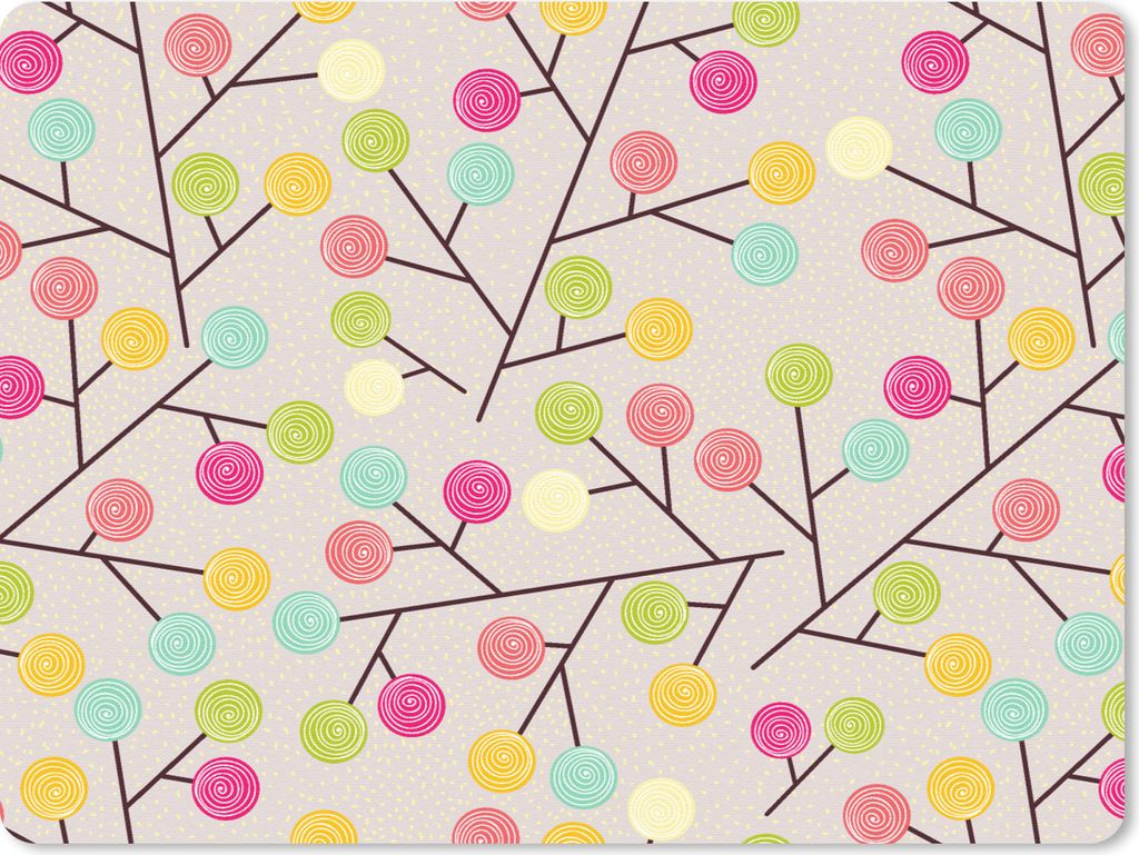 MuchoWow Mauspad Mousepad Mädchen - Lutschbonbon - Baum - Muster - Mädchen - Rosa - Kinder - Kind 23x19 cm - Mousepads - Maus Mat - Pad - Mausu...
