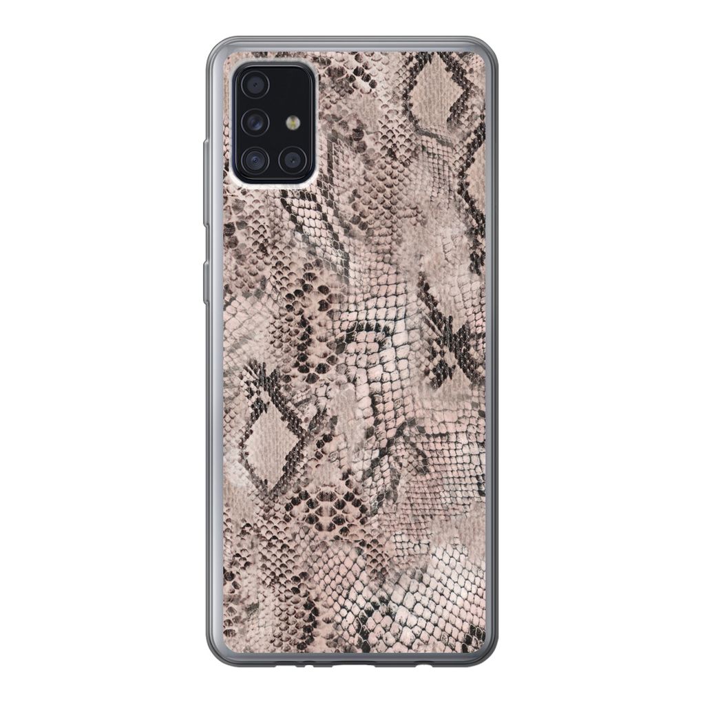 MuchoWow Handyhülle Schutzhülle Hülle für Samsung Galaxy A52 5G Tiermuster - Grau - Schwarz Silikon Softcase Handy Hülle - Umschlag