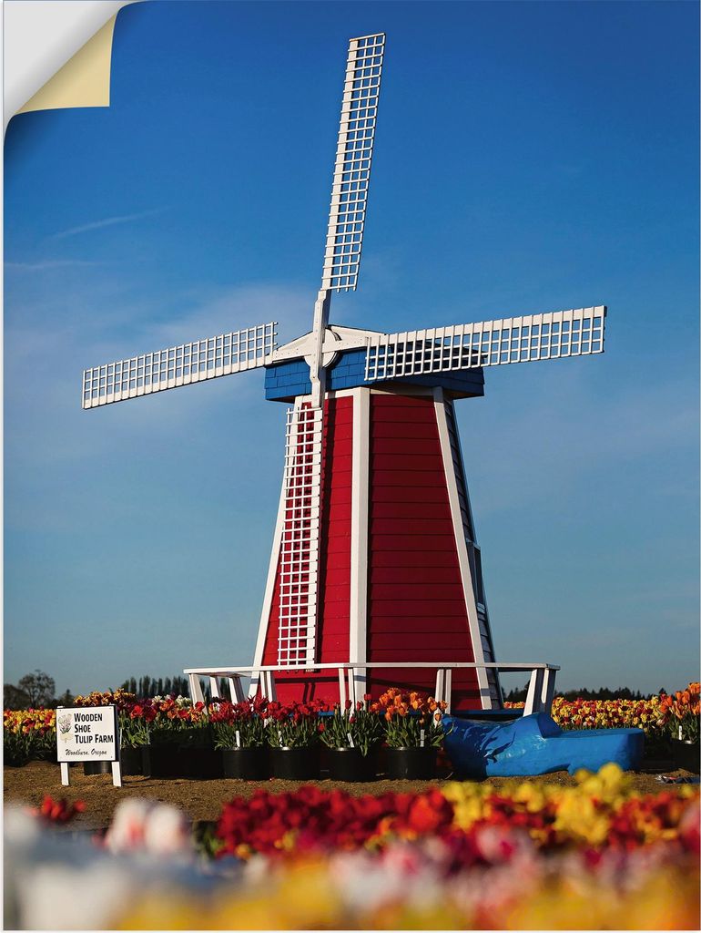 ARTland Wandbild, selbstklebend Windmuehle in Zeeland - Niederlande Größe: 60x80 cm
