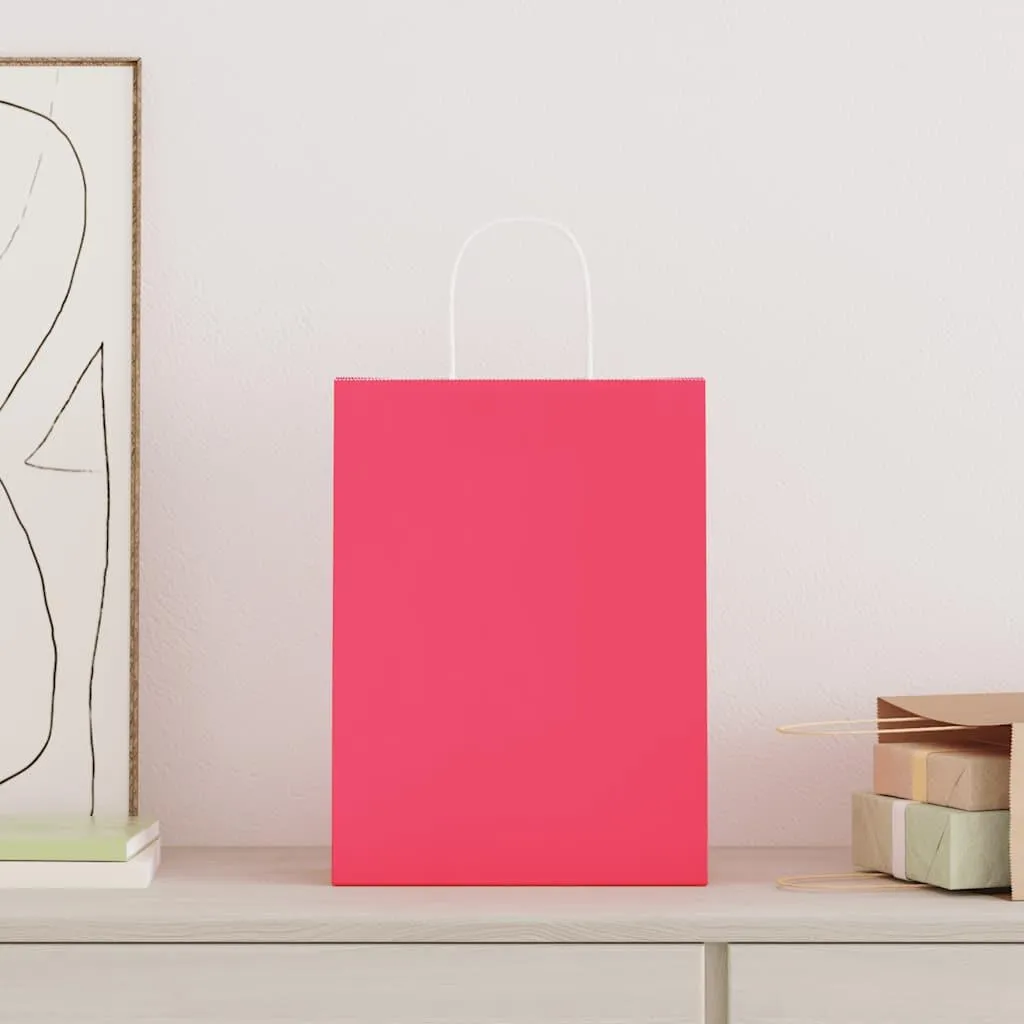 vidaXL Sacchetti di carta 50 pezzi con manici Rosa 26x12x35 cm