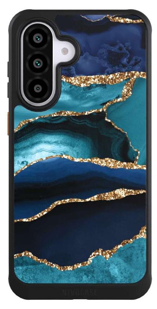NIVOCASE Hülle für Samsung Galaxy A56 5G Handyhülle NIVOcore Case Schwarz Glitzer Look Marmor Trends