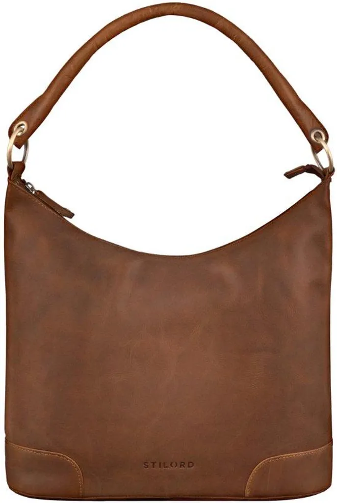 Sac à main en cuir marron moka style vintage - Grand format Premium