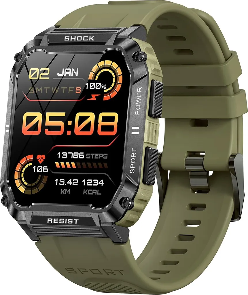 Smartwatch Militare Uomo 1.95" - Orologio Sportivo Tattico Impermeabile