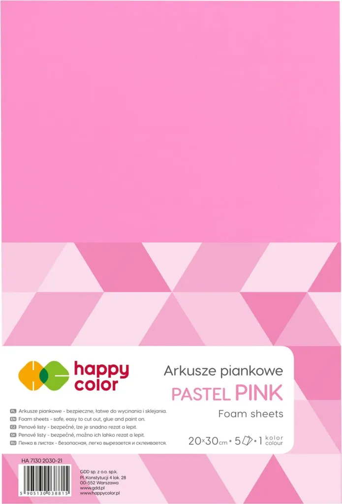 Stock 5 Fogli Schiuma EVA Rosa Pastello A4 - Forniture Artistiche 8815