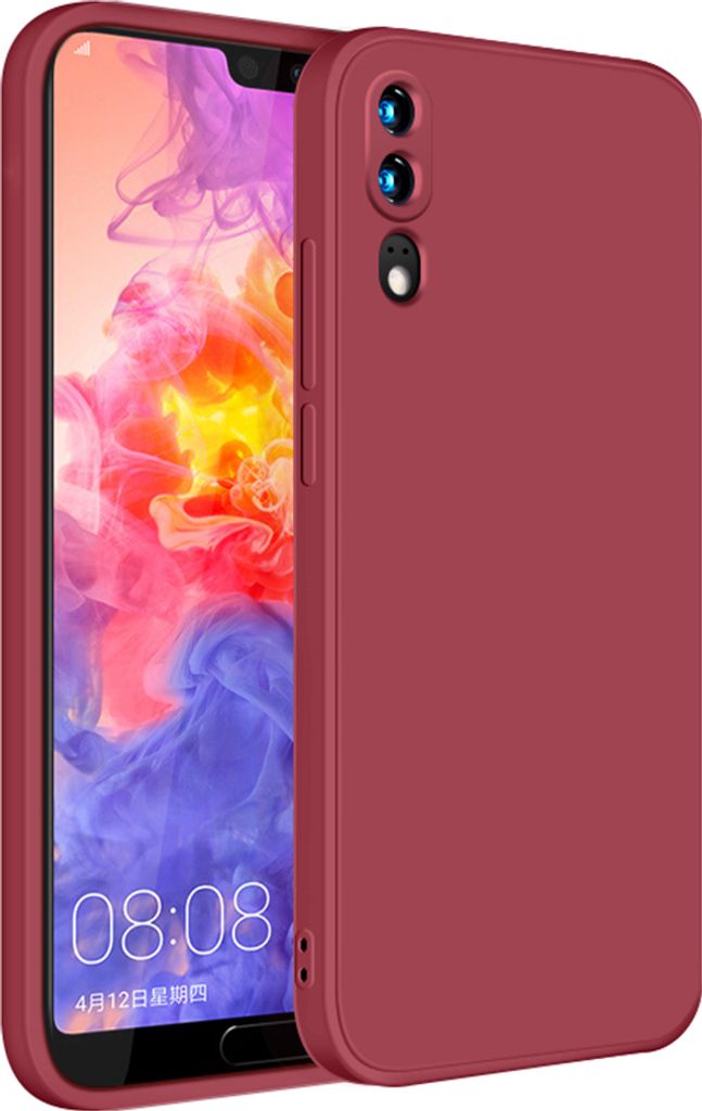 Huawei P20 Hülle, LaimTop Slim Liquid Silikon Gel Gummi Schutzhülle für Huawei P20 Rot
