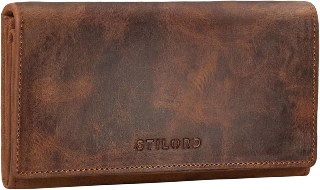 Leder Geldbörse Damen RFID Schutz NFC Portmonnaie Damen Vintage Geldbeutel Groß Quer mit Ausleseschutz in Geschenkbox Echtleder