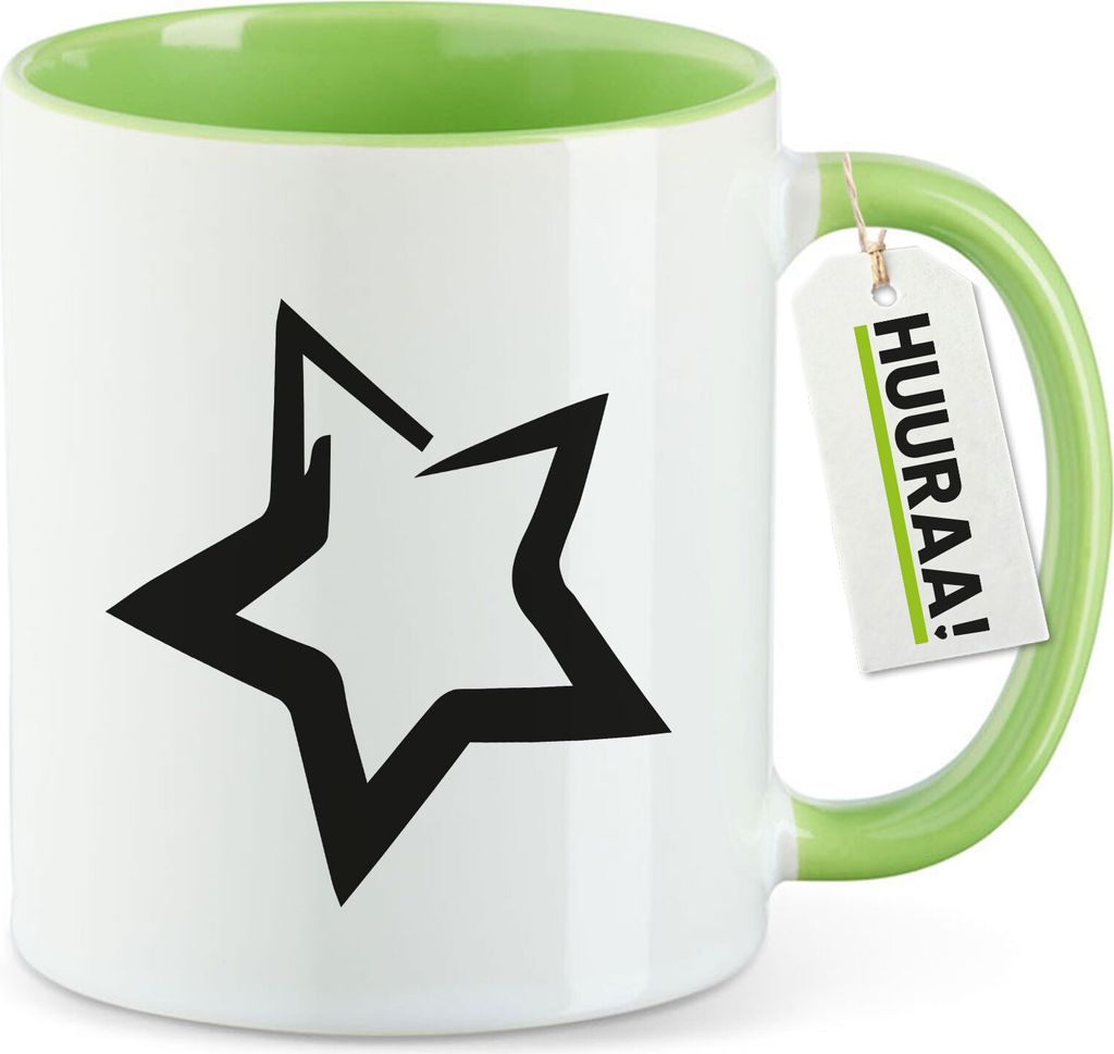 Huuraa Kaffeetasse Stern Star 330ml Grün Keramik Kaffeebecher Geschenkidee
