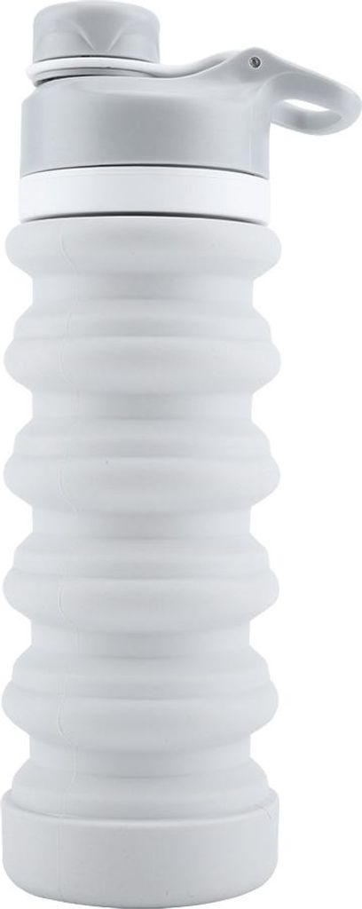 Faltbare Silikon-Wasserflasche, tragbarer Wasserbecher für Sport, Reisen, Laufen, Camping (Hellgrau)