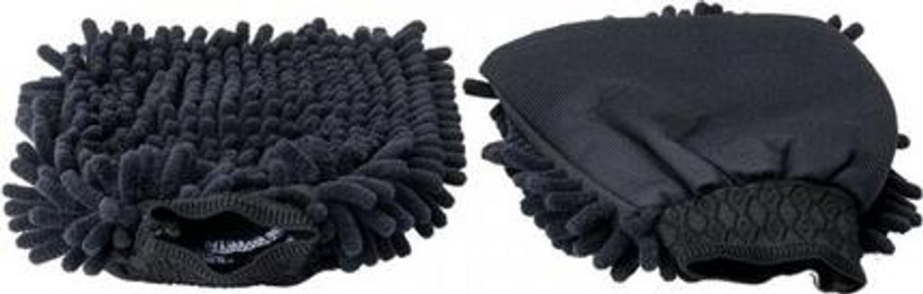 D&L Autopflege Waschlappen - Mikrofaser Handschuh Rasta, Schwarz, Kratzschutz, Fensterreinigung, Lange Fasern