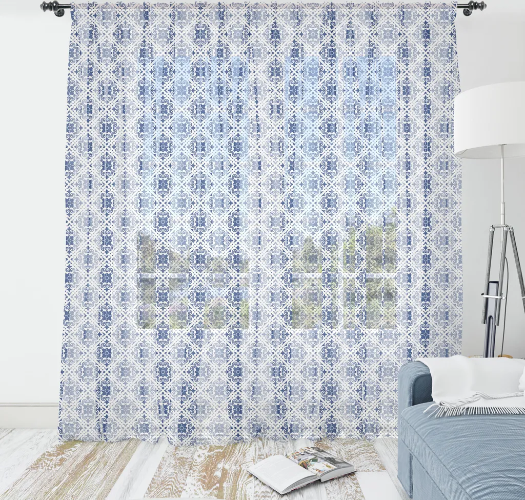ABAKUHAUS Arazzo marocchino, Ispirato ai fiori Classico damasco orientale Ripetitivo Stampa semplice, Soggiorno Camera da letto Satinato setoso Tela da parete, 160 cm x 274 cm, Grigio Bianco Blu cielo scuro