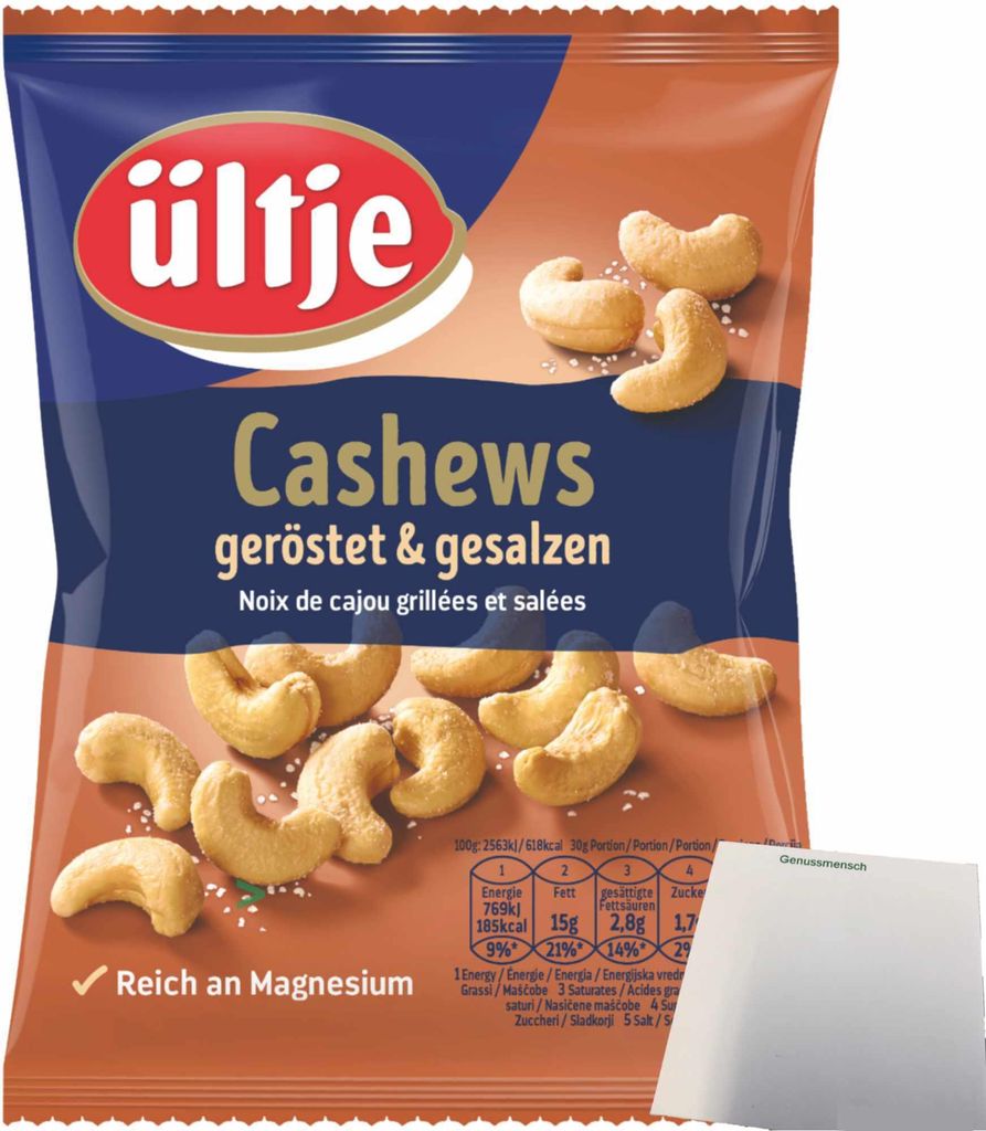ültje Cashews geröstet und gesalzen (150g Beutel) + usy Block