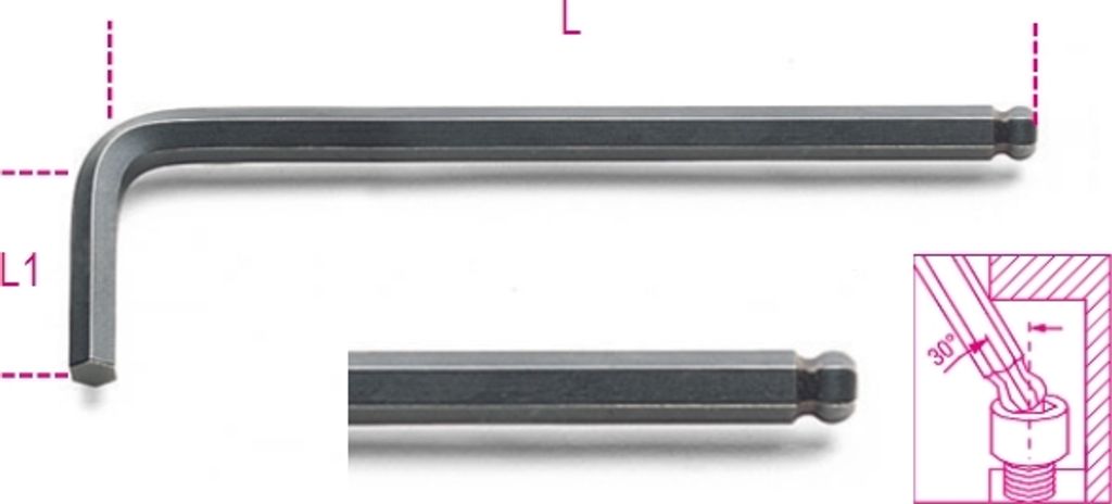Beta Tools Winkelschraubendreher mit Kugelkopf 6 mm - brüniert