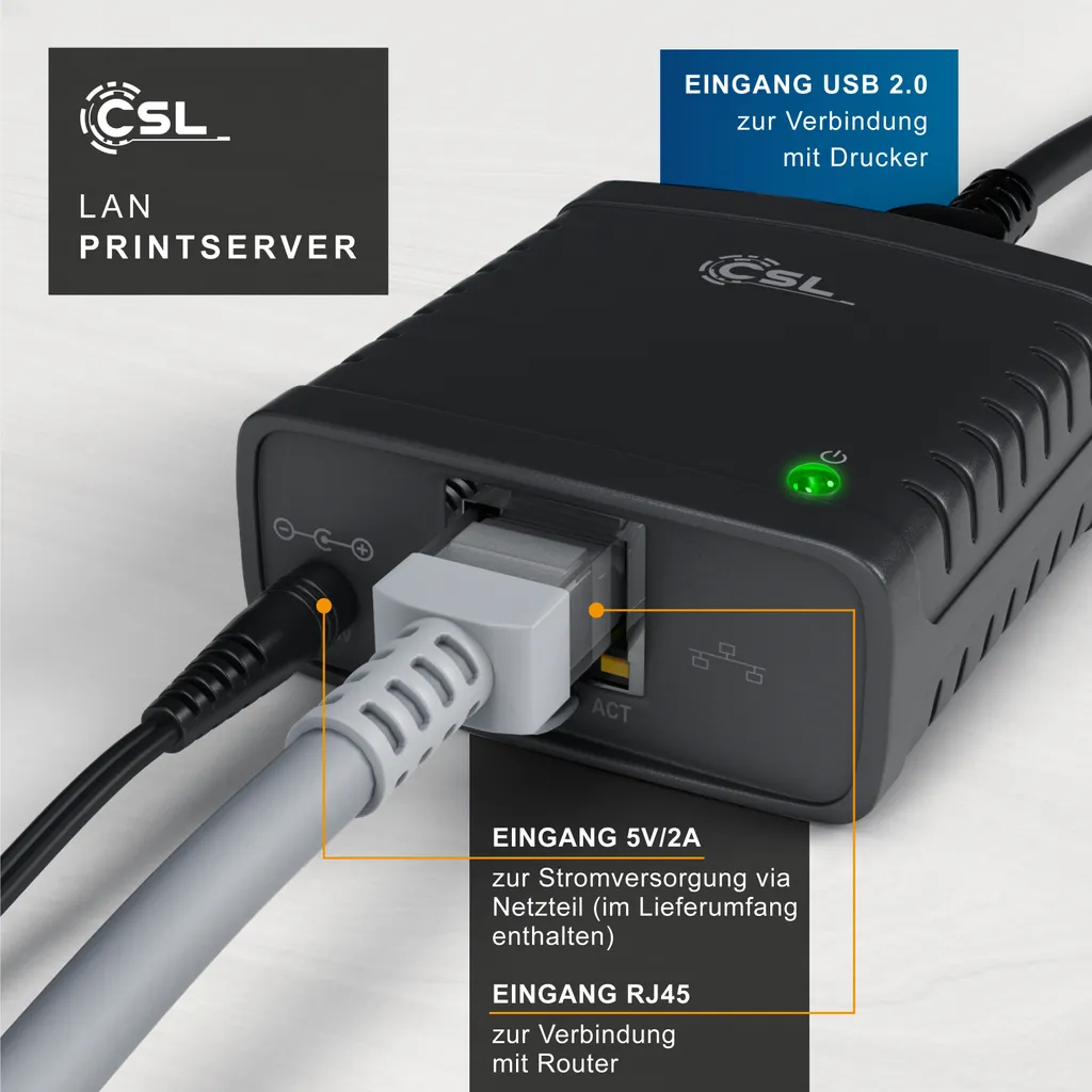 Serveur d'impression USB Fast Ethernet compatible Windows 10 et MacOS