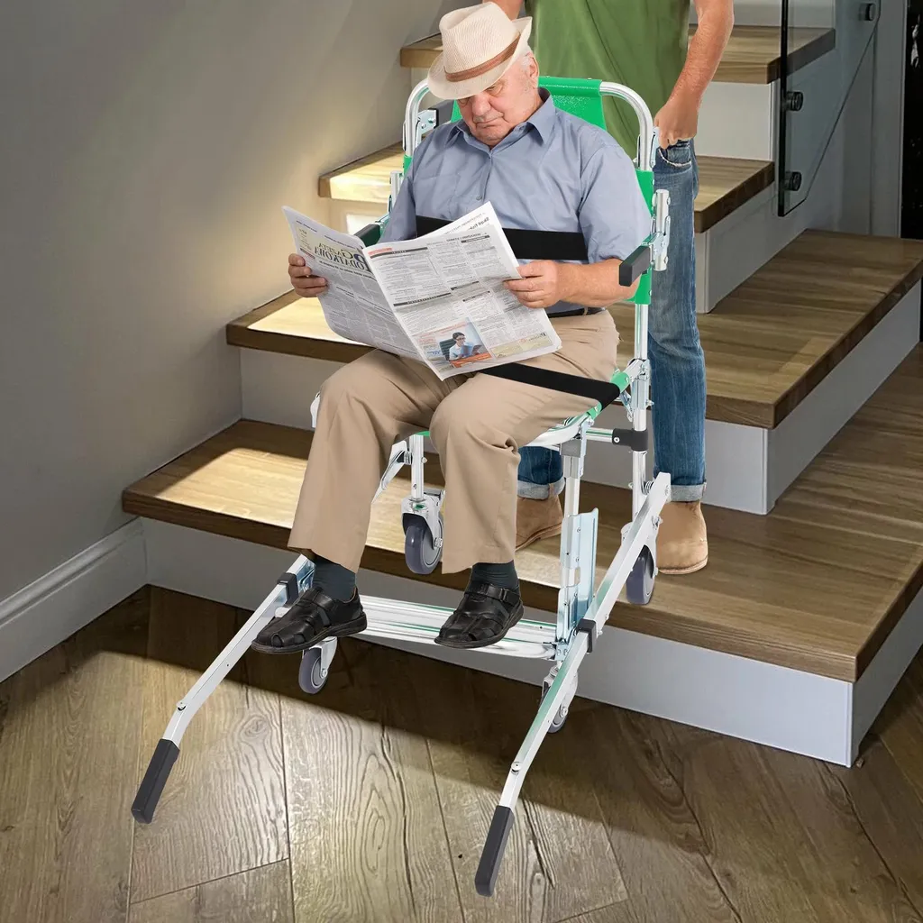 Chaise d'évacuation médicale pliable - Transfert sécurisé 159 kg - Vert