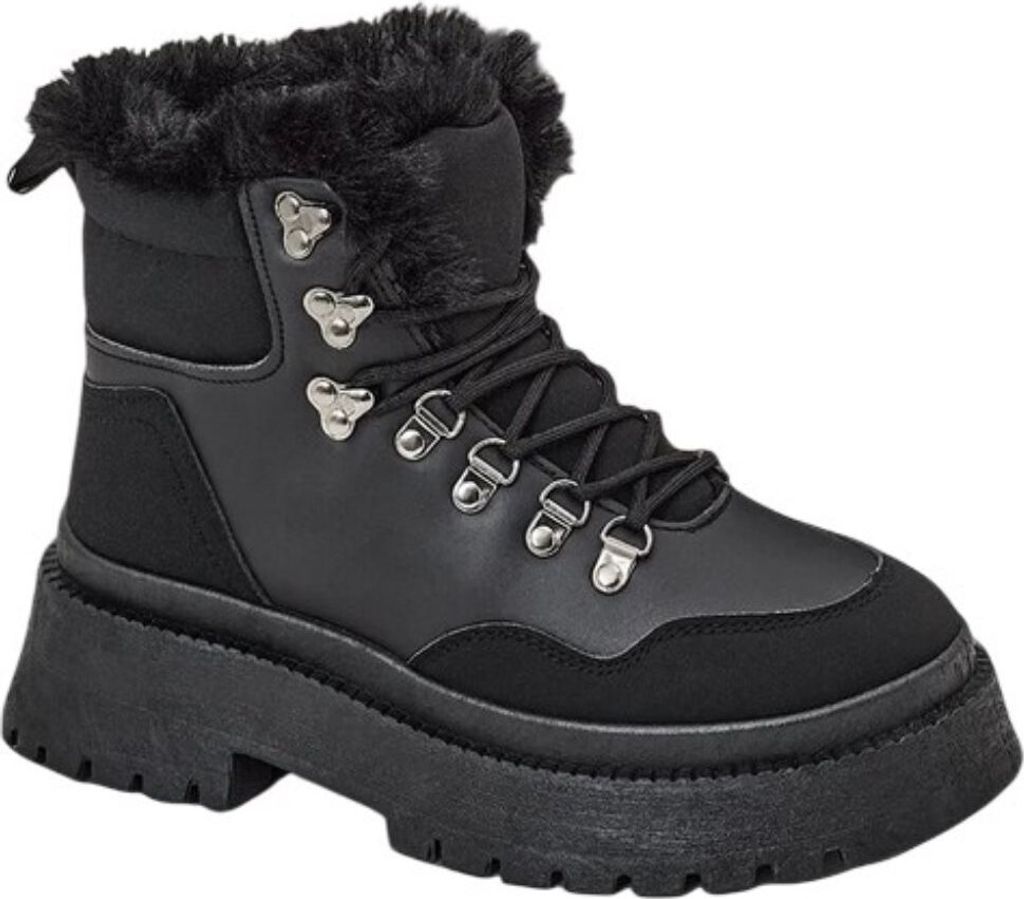 Damen Isoliert Schneestiefel Gefüttert Winterschuhe Schnürboots Remi Schwarz Gr.37