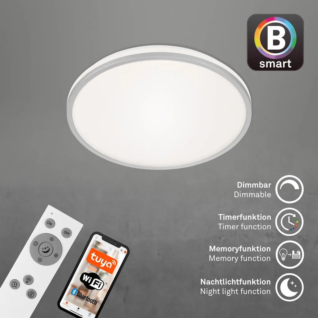Plafonnier LED circulaire CCT intensité variable en chrome mat 33cm