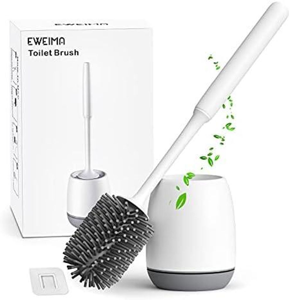 Klobürste Silikon, EWEIMA WC-Bürste Silikon mit Schnell Trocknendem Haltersatz, Toilettenbürste Wandmontage & Stehen für Badezimmer