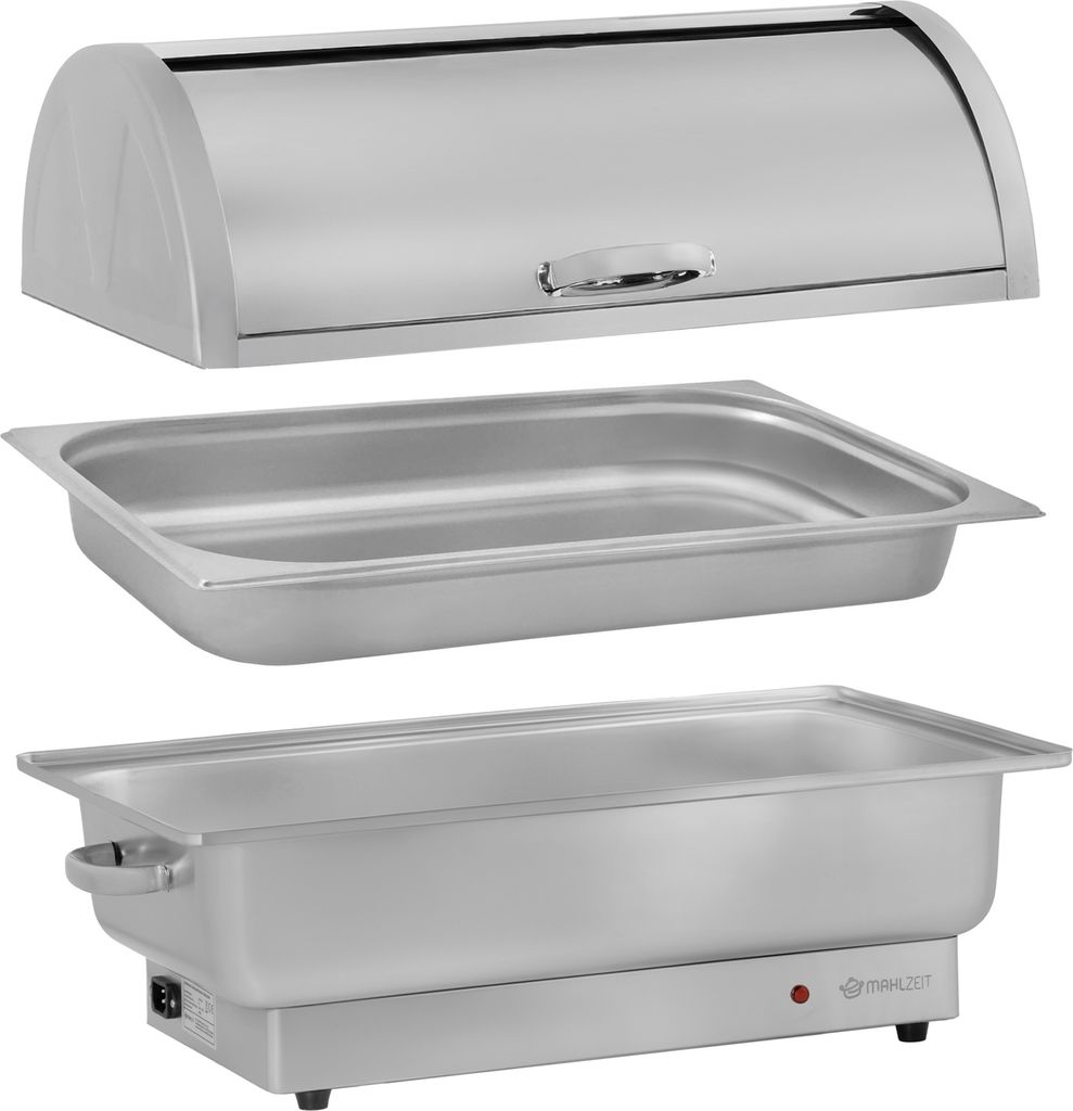 Voedselwarmer, soeppan 7,5 liter, roestvrij staal, rond, Chafing Dish, warmhoudcontainer, soepketel, warmhoudapparaat voor buffet, catering, horeca en feesten, zilver