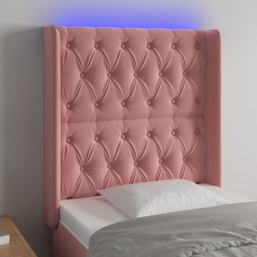 "Rabatt" LED Kopfteil modern - Kopfteil für Bett - Rosa 83x16x118/128 cm Samt - Kopfteile CC4988