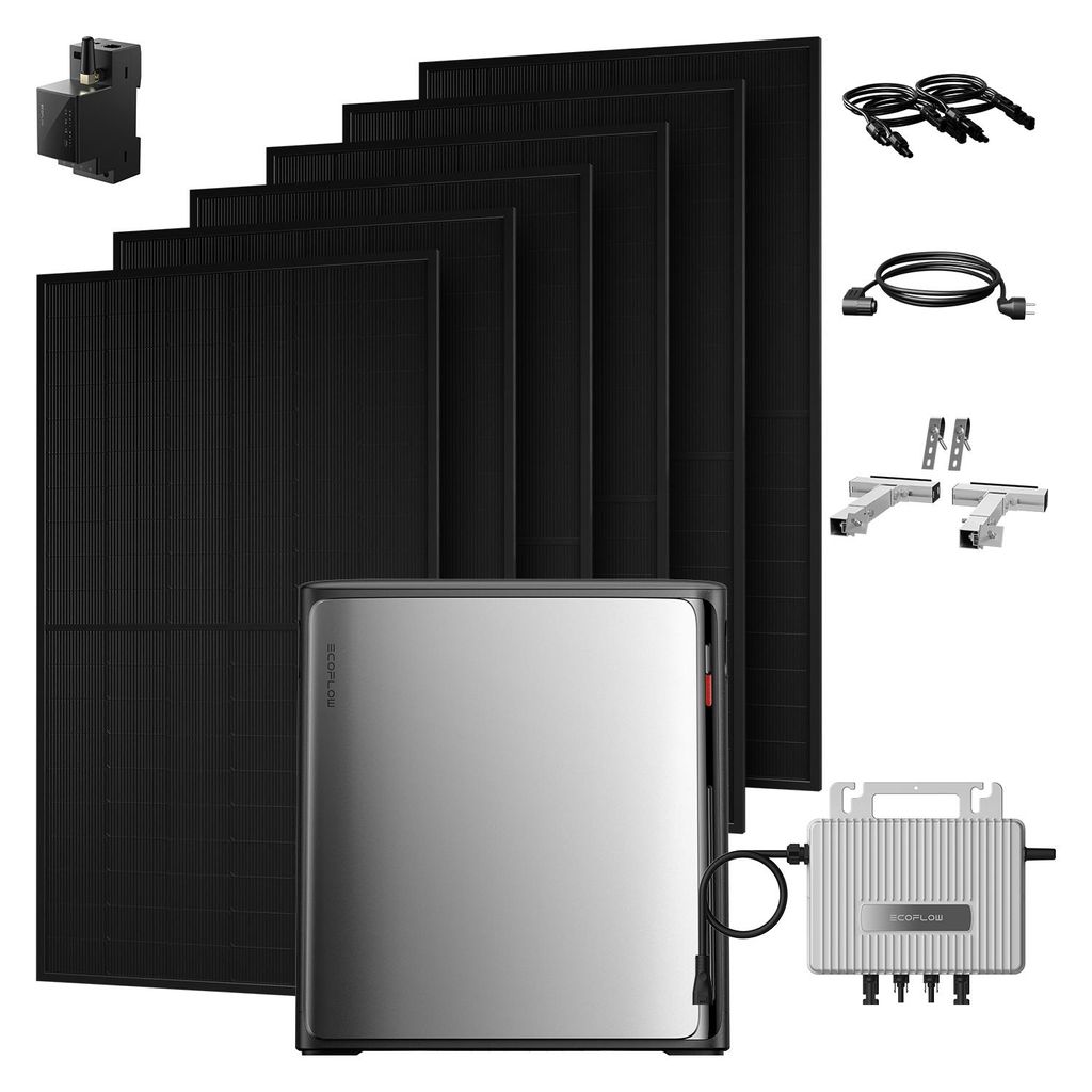 Powerness Balkonkraftwerk mit Speicher, EcoFlow STREAM Ultra X Speicher mit 3000W JASolar Modulen,STREAM Mikro-Wechselrichter 800W & Balkon Halte...