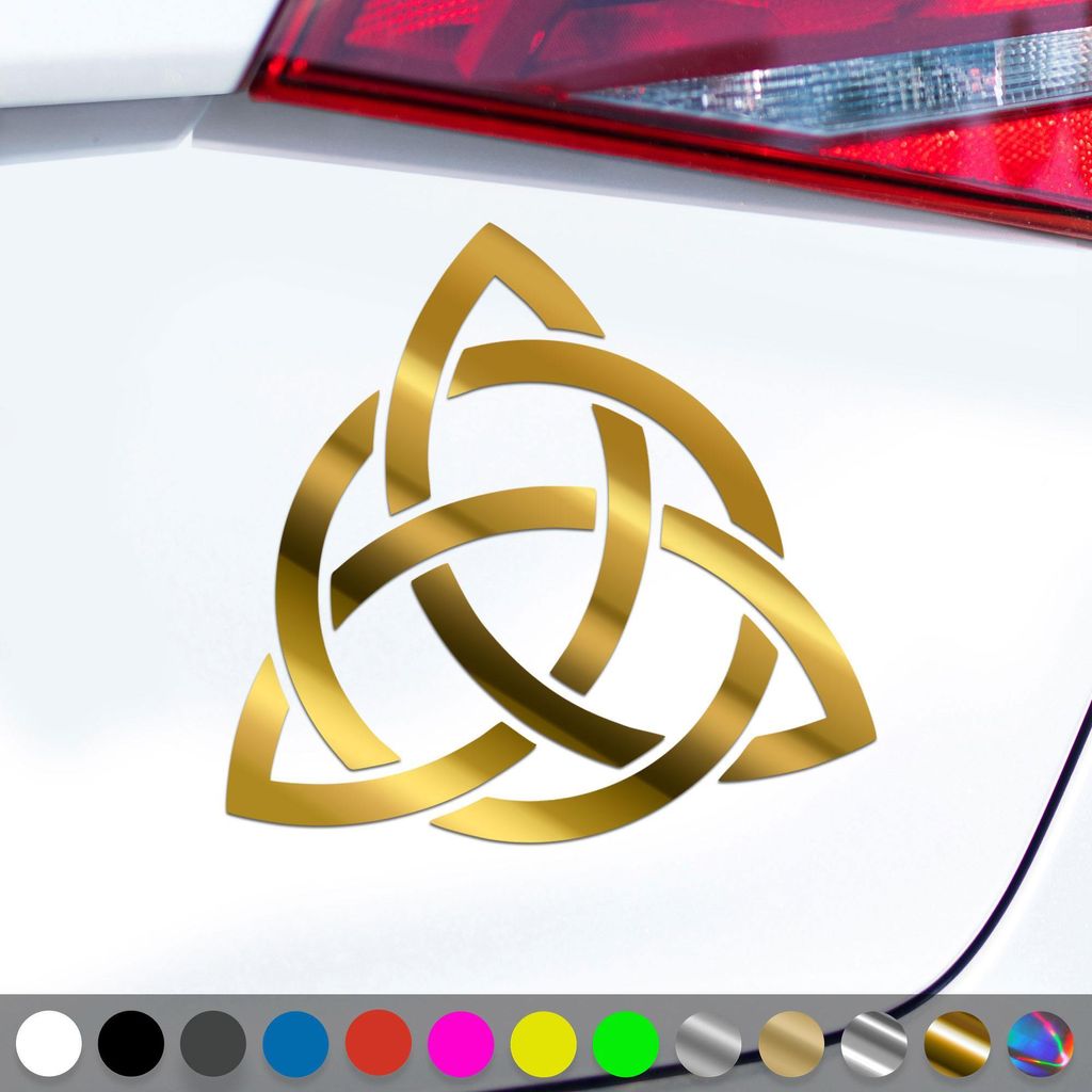 PantherPixel Triqueta Aufkleber Keltischer Kelten Knoten Sticker Auto Geschenkidee Farbe Chrom-Gold