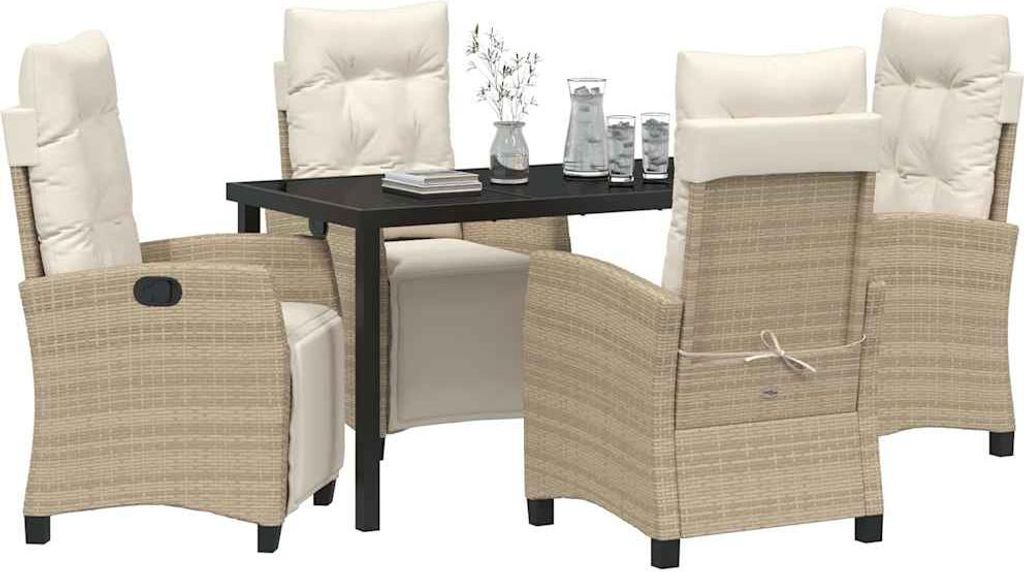 Garten Essgruppe mit Kissen 5 pcs Beige Poly-Rattan