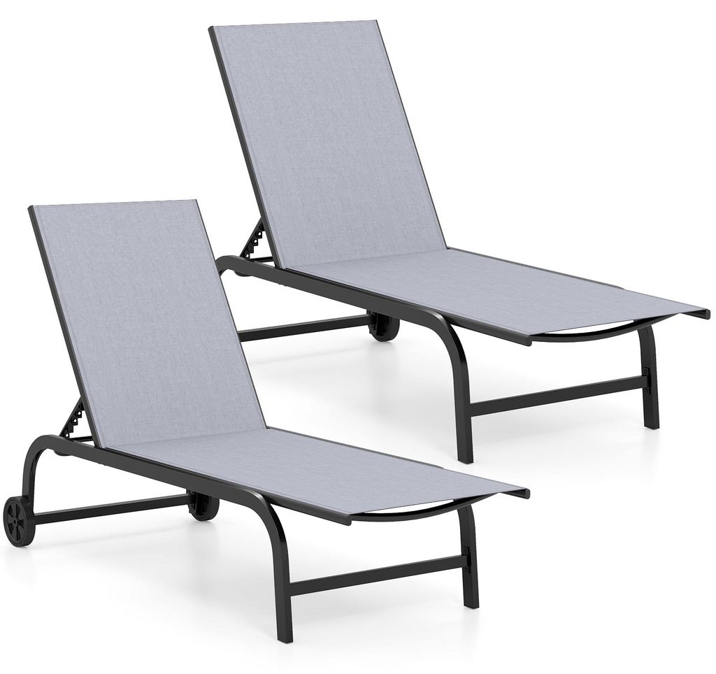 COSTWAY 2er Set Gartenliege mit Rollen, Sonnenliege bis Produktbild 