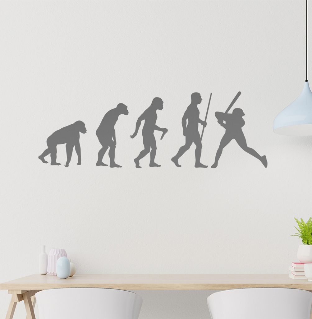 Baseball Game Evolution Wandtattoo Wandaufkleber Wall Sticker - Dekoration, Küche, Wohnzimmer, Schlafzimmer, Badezimmer