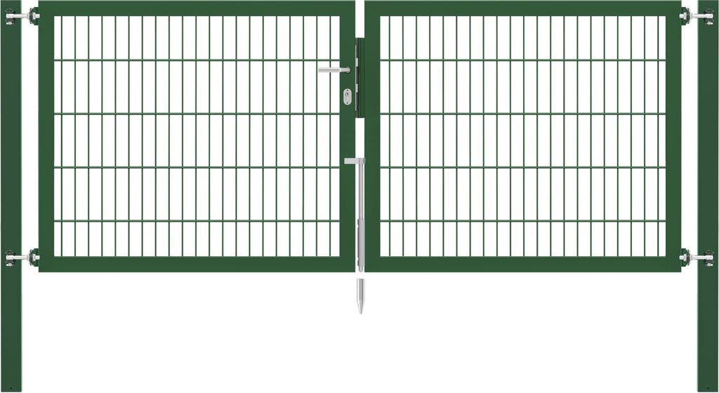 Alberts Doppeltor Flexo Plus mit Zubehör, zum Einbetonieren, grün, Breite 250 cm, Höhe 100 cm, Pfostenstärke 100 x 100 mm