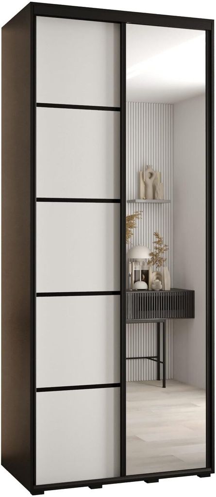 MEBLE KRYSPOL Davos 5 Schrank, zwei Türen - 235,2x120x45 cm - Schwarz Weiß Schwarz