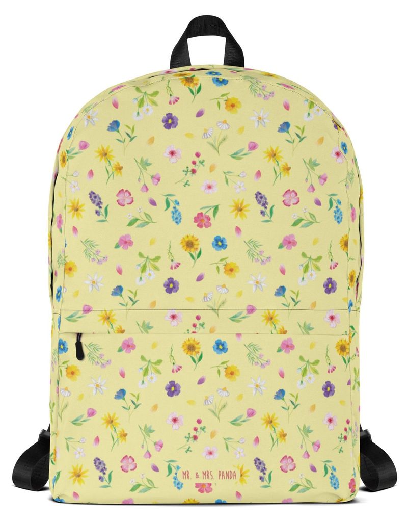 Mr. & Mrs. Panda Rucksack Bunte Blumenwiese - Gelb - Geschenk, Blumen Muster, Laptoprucksack, Business-Rucksack, Flower Power, Schulrucksack, Backp...