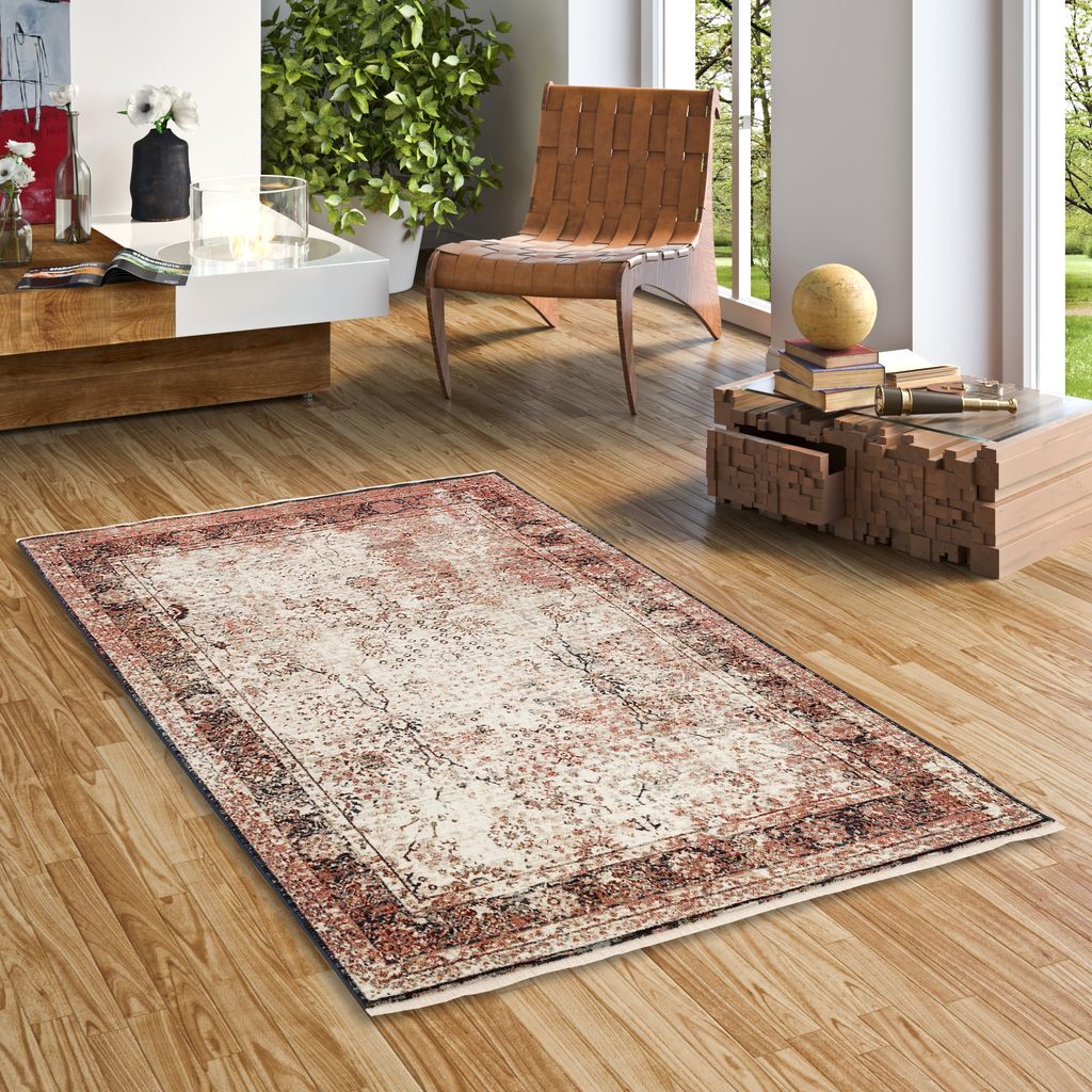 Designer Teppich Nia Vintage Creme Bunt Verlauf, Produktbild 
