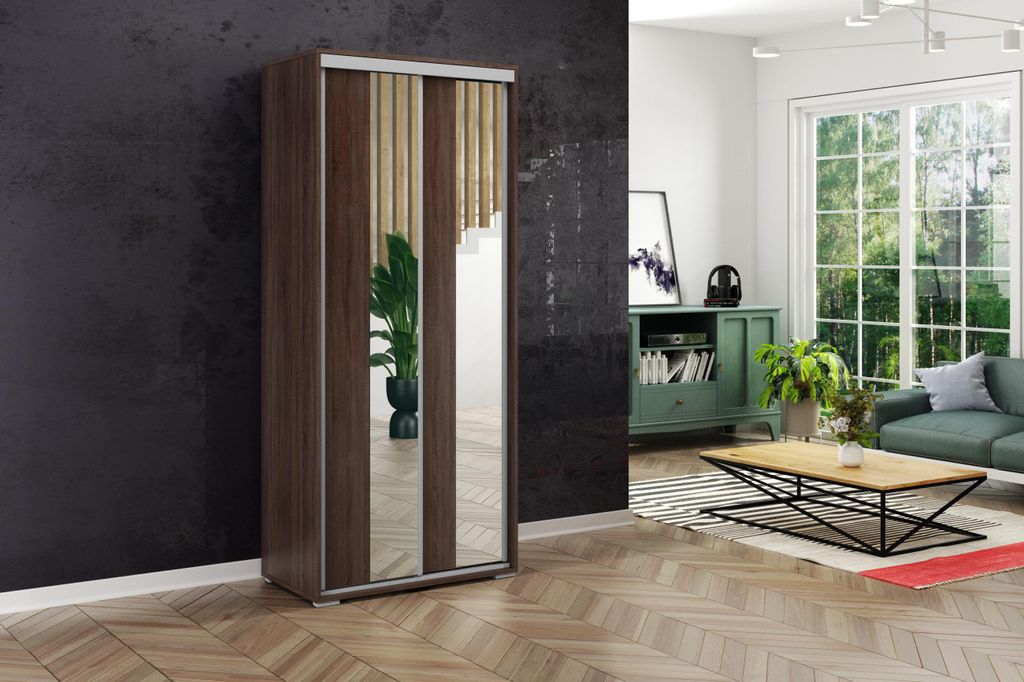 FurMeb24 Schiebetrenschrank A4 10024562 cm â Schokolade - mit Spiegel