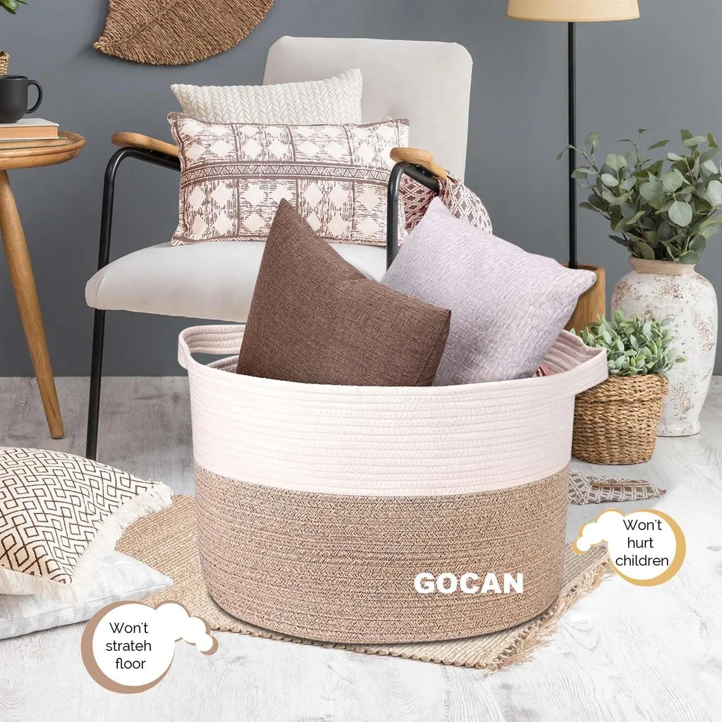 Panier de Rangement XXL en Jute pour Linge et Vêtements - Set de 3 Pièces