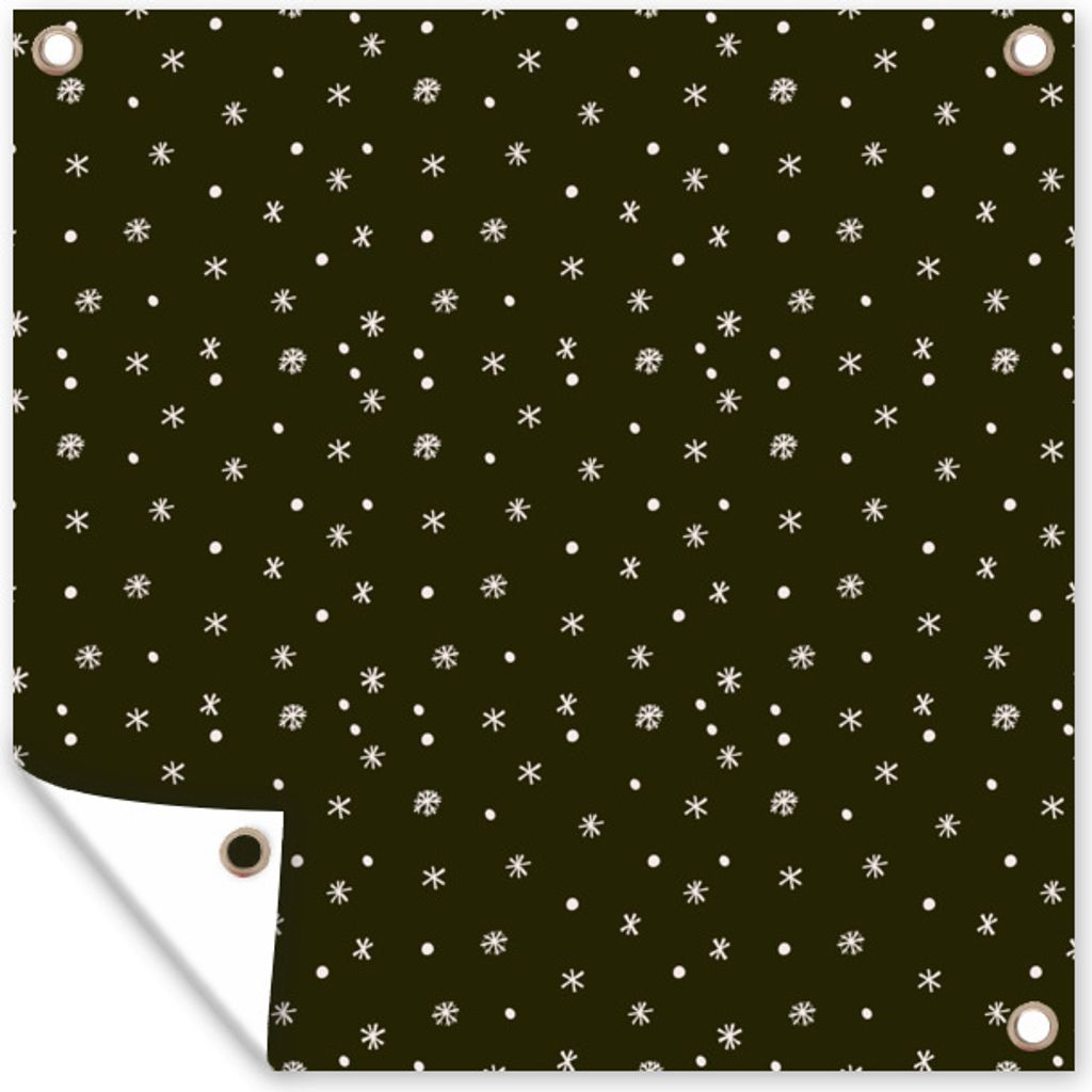 MuchoWow 50x50 cm Outdoor-Poster Gartendeko Sichtschutz Garten Poster für den Garten Schneeflocke - Winter - Muster